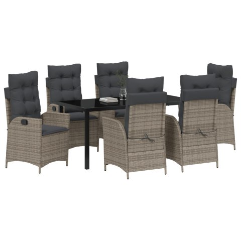 7-CZĘŚCIOWY ZESTAW JADALNY OGRODOWY Z PODUSZKAMI SZARY POLIRATTAN