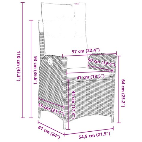 7-CZĘŚCIOWY ZESTAW JADALNY OGRODOWY Z PODUSZKAMI SZARY POLIRATTAN