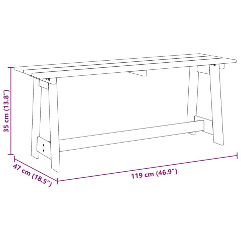 ŁAWKA OGRODOWA AKACJA 119X35X47CM LITE DREWNO SOSNOWE