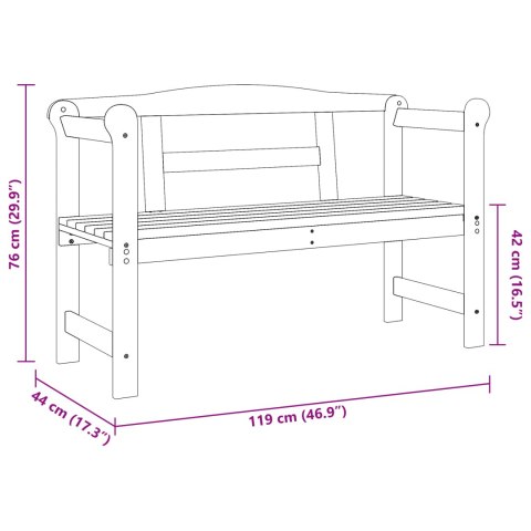 ŁAWKA OGRODOWA AKACJOWA 119X76X44CM LITE DREWNO