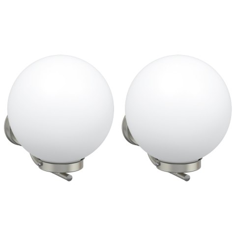 ZEWNĘTRZNE LAMPY ŚCIENNE 2 SZTUKI SREBRNY STAL NIERDZEWNA IP44