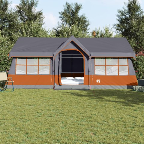NAMIOT KEMPINGOWY Z OKNAMI SZARY I POMARAŃCZOWY 12-OSOBOWY WODOODPORNY