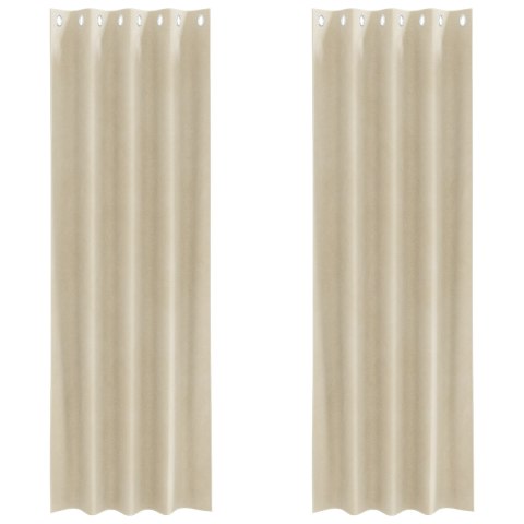 FIRANY BLACKOUT Z OCZKAMI 2 SZT. KREMOWY AKSAMIT