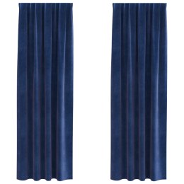 ZASŁONY ZACIEMNIAJĄCE Z TAŚMĄ GÓRNĄ 2 SZTUKI CIEMNY BŁĘKIT WELUR