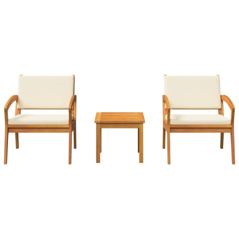 VidaXL Zestaw bistro 3-częściowy z poduszkami - Z litego drewna akacjowego