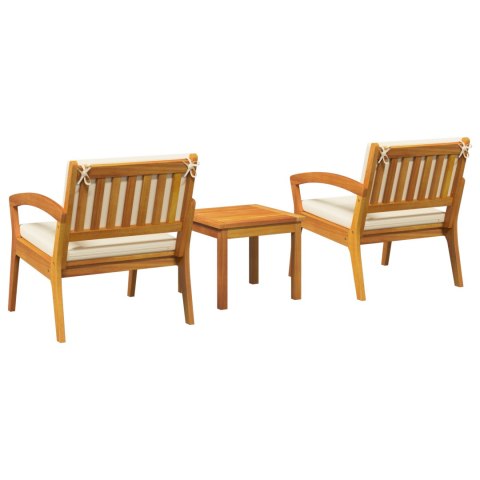 VidaXL Zestaw bistro 3-częściowy z poduszkami - Z litego drewna akacjowego