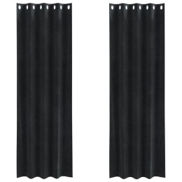 ZASŁONY BLACKOUT Z OCZKAMI 2 SZTUKI CZARNY AKSAMIT