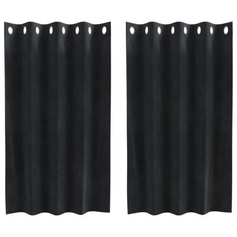 ZASŁONY ZACIEMNIAJĄCE Z OCZKAMI 2 SZTUKI CZARNA AKSAMITNA
