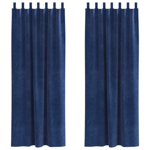 FIRANKI BLACKOUT Z PĘTLAMI DO ZAWIESZENIA 2 SZT. CIEMNONIEBIESKI AKSAMIT