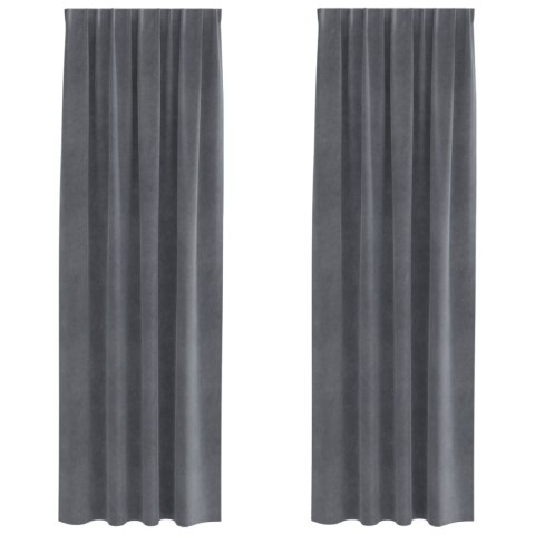 FIRANY BLACKOUT Z TAŚMĄ GÓRNĄ 2 SZT. SUPER JASNOSZARE AKSAMITNE