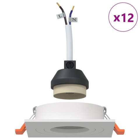 LAMPY WPUSZCZANE 12 SZT. KWADRAT GU10 BIAŁE 91X91MM