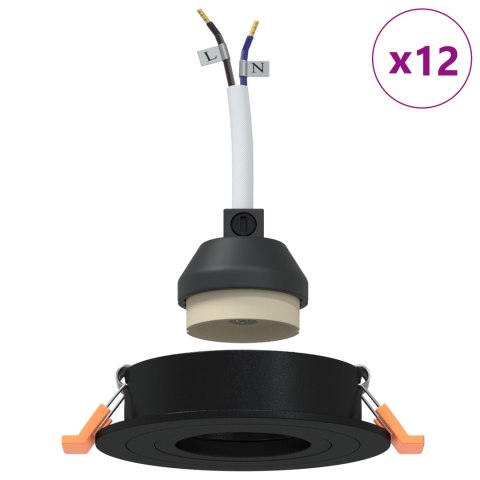 LAMPY WPUSZCZANE 12 SZTUK OKRĄGŁE GU10 CZARNE Ø91MM