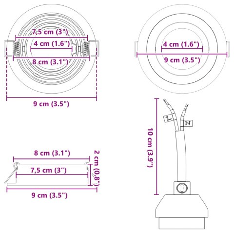 LAMPY WPUSZCZANE 24 SZT. OKRĄGŁY GU10 SREBRNY Ø91MM