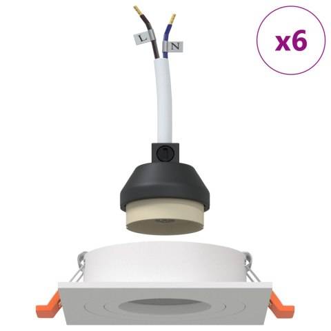 VidaXL Reflektory wpuszczane 6 szt. Kwadrat GU10 Białe 91x91 mm