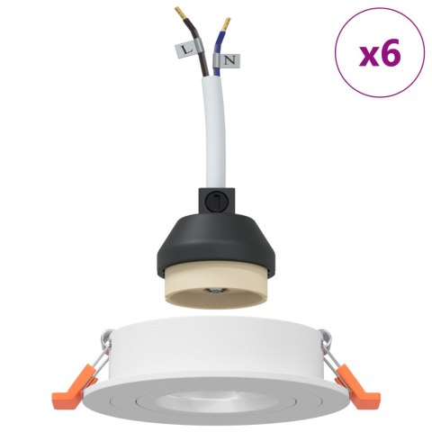 VidaXL Wpuszczane Reflektory 6 sztuk Okrągłe GU10 Białe Ø91 mm