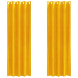 VidaXL Zasłony Blackout z Oczkami 2 szt. Musztardowy Welur