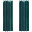 ZASŁONY BLACKOUT Z KÓŁKAMI 2 SZTUKI CIEMNOZIELONY AKSAMIT