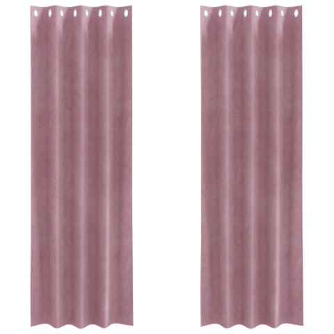 ZASŁONY BLACKOUT Z OCZKAMI 2 SZTUKI W CIEMNORÓŻOWYM AKSAMICIE