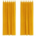 Zasłony blackout vidaXL z pętelkami 2 sztuki Musztardowy Welur
