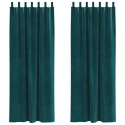 ZASŁONY BLACKOUT Z PĘTLAMI DO ZAWIESZENIA 2 SZTUKI CIEMNOZIELONY AKSAMIT
