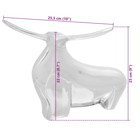 RZEŹBA BYKA SREBRNY 37X44X17CM ALUMINIUM