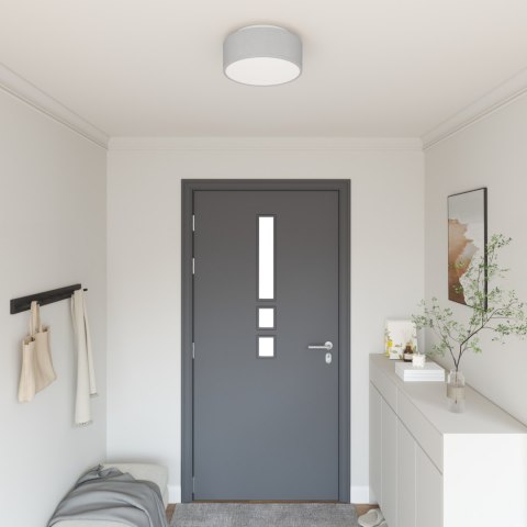 LAMPA SUFITOWA OKRĄGŁA WPUSZCZANA SZARA Ø 30CM TKANINA E27