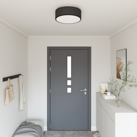 LAMPA SUFITOWA PŁASKOSUFITOWA CZARNA Ø 38CM TKANINA E27