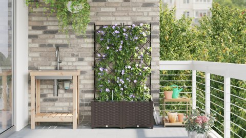 DONICE OGRODOWE Z SYSTEMEM NAWADNIANIA 2 SZT. BRĄZOWE