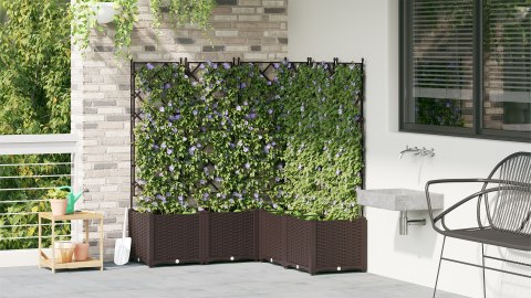 DONICA OGRODOWA Z TRELISEM 5 SZT. BRĄZOWA 120X120X143CM