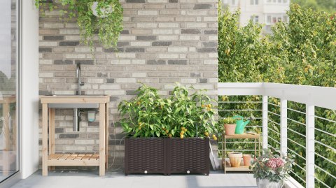 DONICE OGRODOWE Z SYSTEMEM NAWADNIANIA 2 SZT. BRĄZOWE