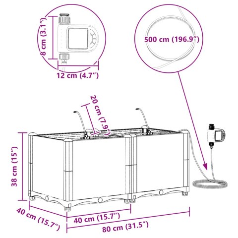 DONICE OGRODOWE Z SYSTEMEM NAWADNIANIA 2 SZT. BRĄZOWE