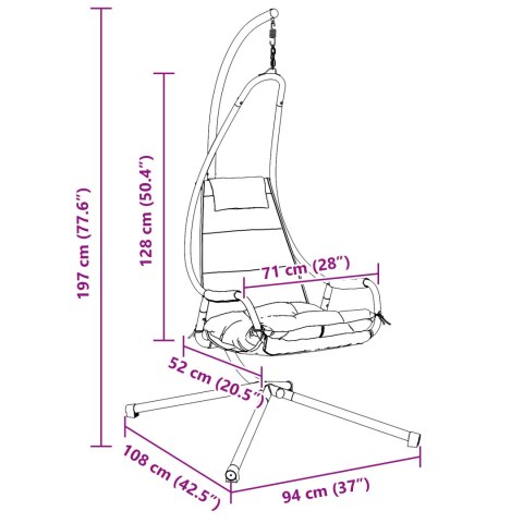 HUŚTAWKA WIESZANA Z STOJAKIEM I PODUSZKĄ BEŻOWY METAL