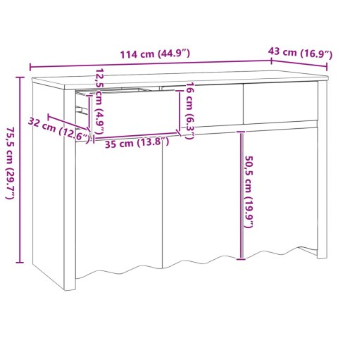 KOMODA "DRAMMEN" BIAŁA 114X43X75,5CM Z LITEGO DREWNA SOSNOWEGO