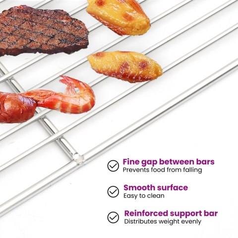 RUSZT DO GRILLA PROSTOKĄTNY 40X35CM ZE STALI NIERDZEWNEJ 304