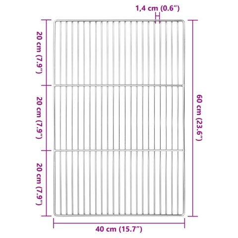 RUSZT DO GRILLA Z UCHWYTAMI PROSTOKĄTNY 60X40CM ZE STALI NIERDZEWNEJ 304