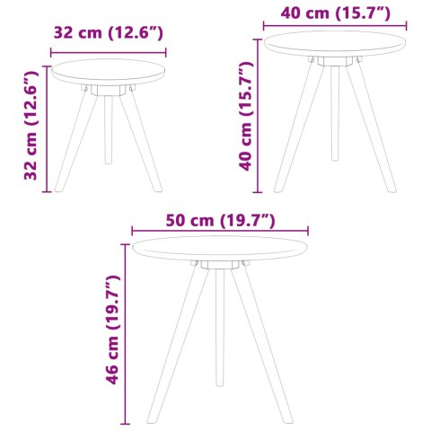 ZESTAW STOLIKÓW KAWOWYCH Z LITEGO DREWNA ORZECHOWEGO