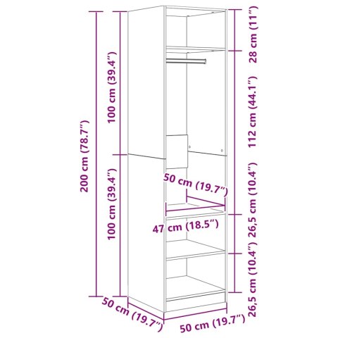 SZAFA KOLOR BETONOWY SZARY 50X50X200CM