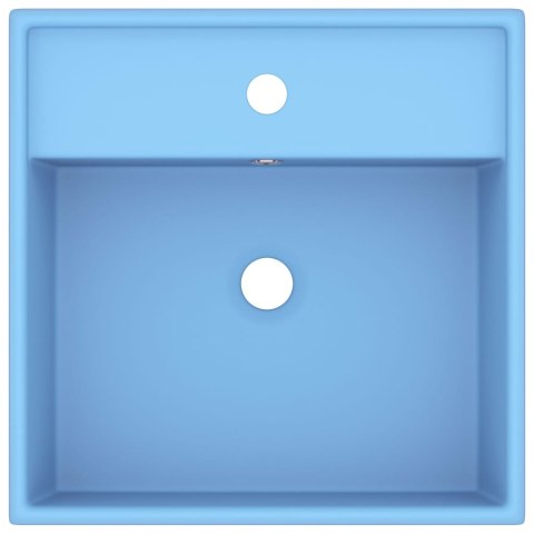 KWADRATOWA UMYWALKA Z PRZELEWEM MATOWA JASNONIEBIESKA 41X41CM