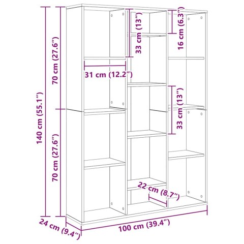 PRZEGRODA/REGAŁ NA KSIĄŻKI DĄB SONOMA 100X24X140CM