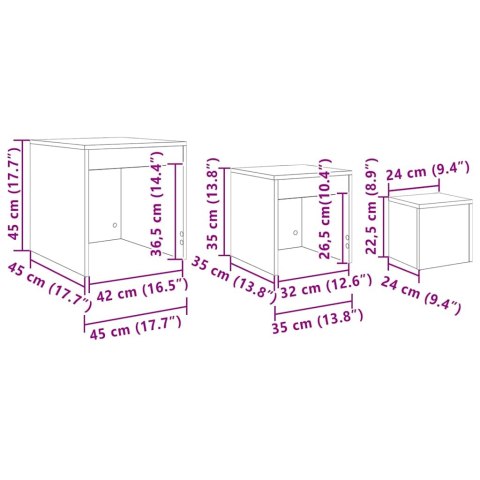 STOLIKI WSUWANE POD SIEBIE 3 SZT. KOLOR DĄB ARTISAN
