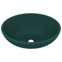 LUKSUSOWA OWALNA UMYWALKA MATOWA CIEMNA ZIELEŃ 40X33CM