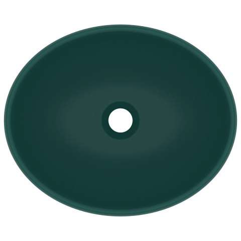 LUKSUSOWA OWALNA UMYWALKA MATOWA CIEMNA ZIELEŃ 40X33CM