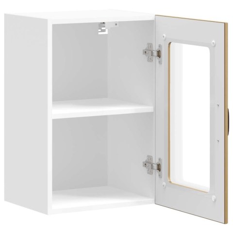 SZAFKA ŚCIENNA KUCHENNA ZE SZKLANYMI DRZWIAMI DĄB RZEMIEŚLNICZY