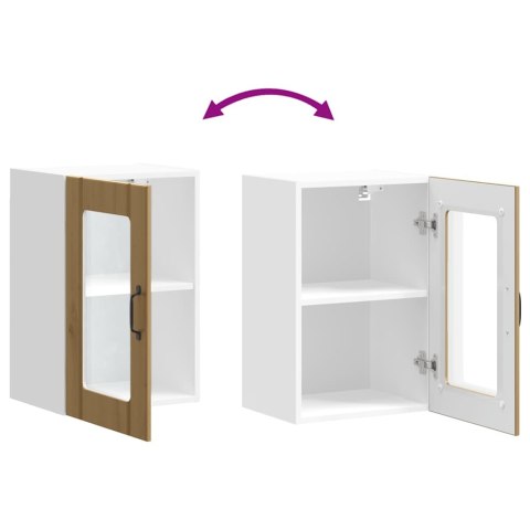 SZAFKA ŚCIENNA KUCHENNA ZE SZKLANYMI DRZWIAMI DĄB RZEMIEŚLNICZY