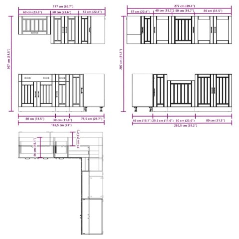 ZESTAW SZAFEK KUCHENNYCH LUCCA 11-CZĘŚCIOWY BIAŁA
