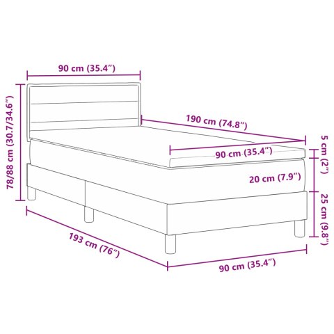 BOX SPRING Z MATERACEM CZARNY 90X190CM TKANINA