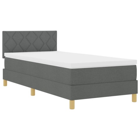 CIEMNOSZARE ŁÓŻKO BOX SPRING Z MATERACEM 90X190CM