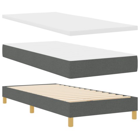 CIEMNOSZARE ŁÓŻKO BOX SPRING Z MATERACEM 90X190CM
