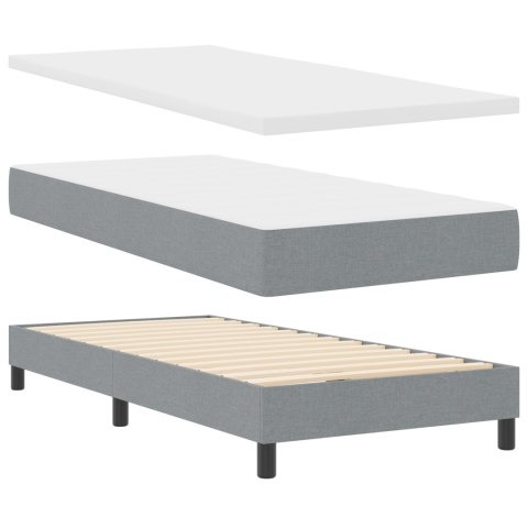 BOX SPRING ŁÓŻKO Z MATERACEM JASNOSZARY 90X200CM TKANINA