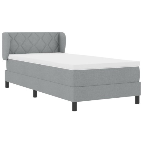 BOX SPRING ŁÓŻKO Z MATERACEM JASNOSZARY 90X200CM TKANINA